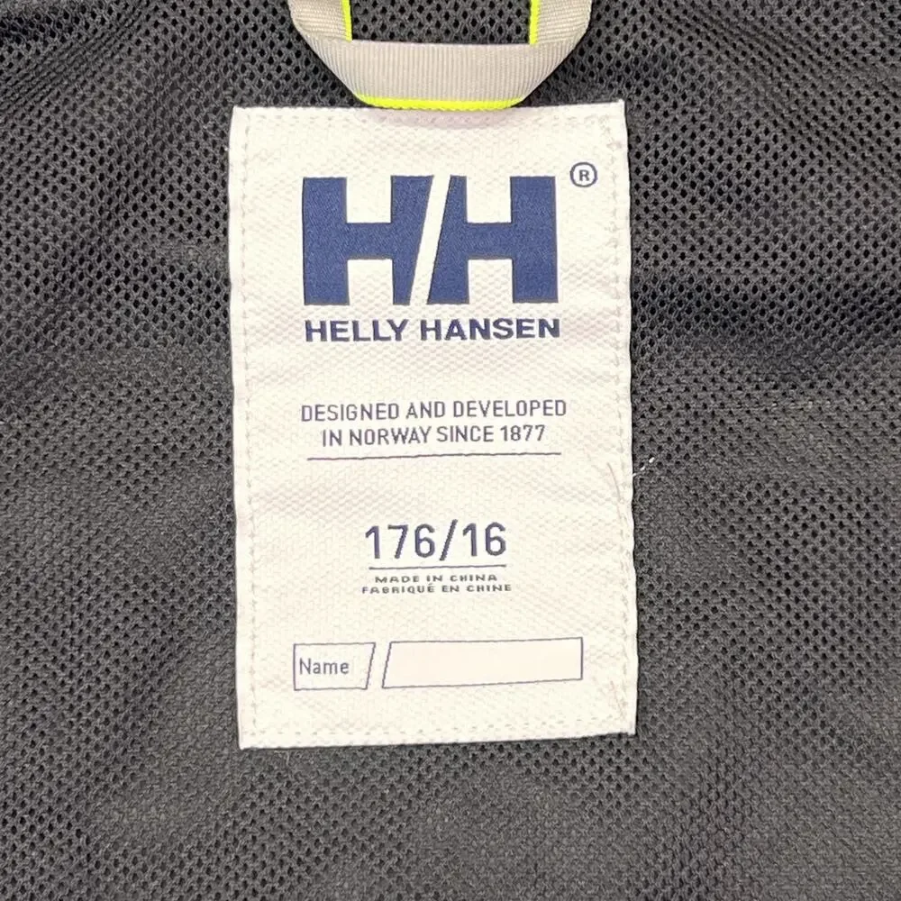 Helly Hansen Jacket Kids 16 Black Hooded Rain Coat Lightweight Mesh Lined